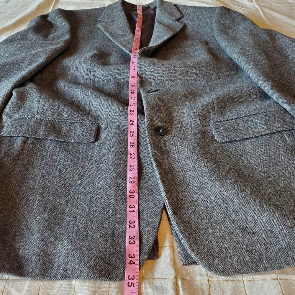 Ruffini Italy Sport Coat 42L Gray Camel Hair Blend Herringbone Blazer‎ Jacket